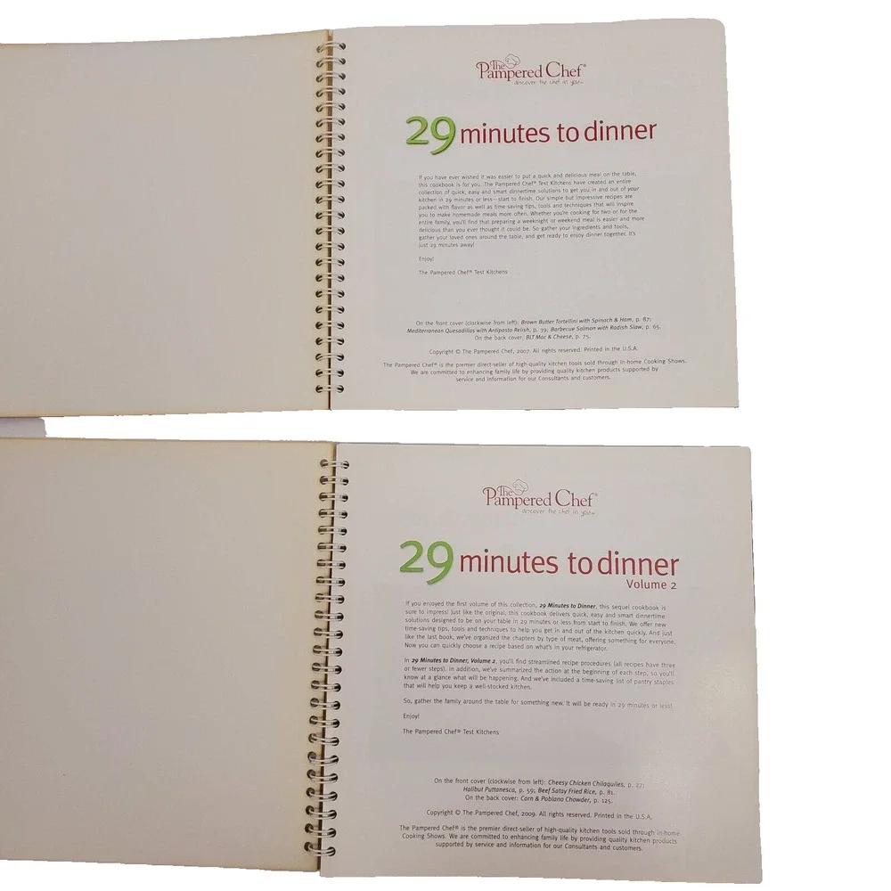 Pampered Chef Cookbook Lot Recipes 29 Mins To Dinner Y2K Cookbooks Cooking Book